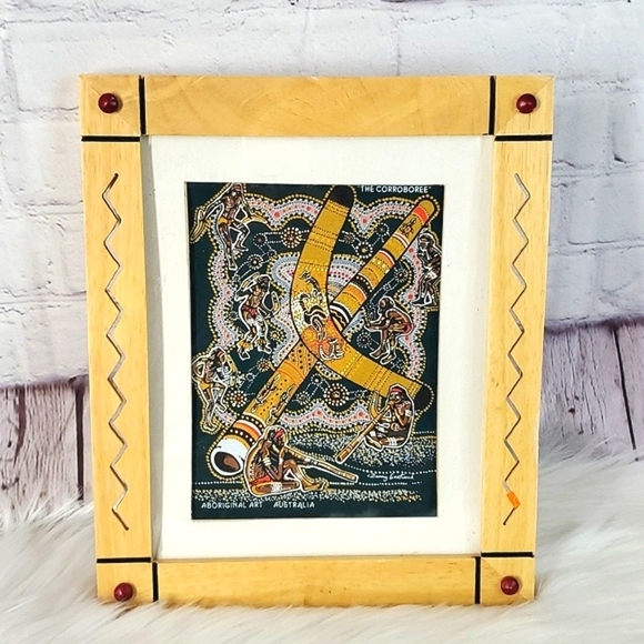 90s Australian Authentic Aboriginal Canvas Art Corroboree Danny Eastwood Framed - Picture 3 of 17